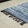 ALFOMBRA Denin flecos tonos azules  de la INDIA