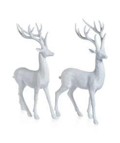 Alce con cuernos Blanco de Madera decorativo , 14 ¨unidad