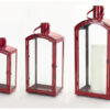 Set 3 Faroles Metal Grandes  Rojo 15"H, 19"H, 25"H