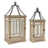 Set  2 Faroles  23"H, 31"H Wood/Metal